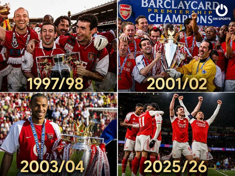 Arsenal vô địch Premier League vào các mùa 1997/98, 2001/02, 2003/04 và 2025/26